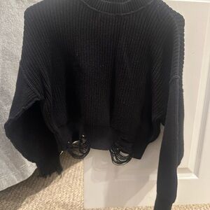 Black Distressed Sweater